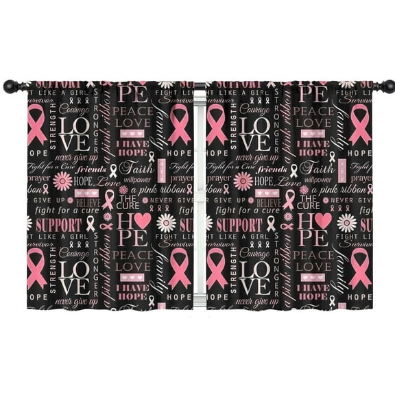 Blackout Kids Curtains,Pink Breast Cancer Awareness Pattern Childrens Insulated Curtains Set Of 2,Bedroom Essentials,Toddler Room Decor 42"x54"