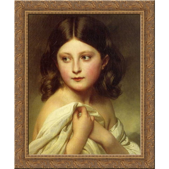 A Young Girl called Princess Charlotte 20x23 Gold Ornate Wood Framed Canvas Art by Winterhalter, Franz Xavier