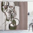 thumbnail image 1 of HTOOQ Modern Art Shower Curtain, Retro Surreal Abstract Circular and Square Shaped Art Lines on Murky Base, Cloth Fabric HTOOQ Decor Set with Hooks, 84" Long Extra, Army Green, 1 of 2