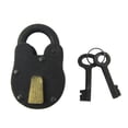 thumbnail image 1 of Treasure Gurus Antique Style Rustic Cast Iron and Brass Padlock Heavy Duty Skeleton Key Lock Set with 2 Keys, 1 of 4