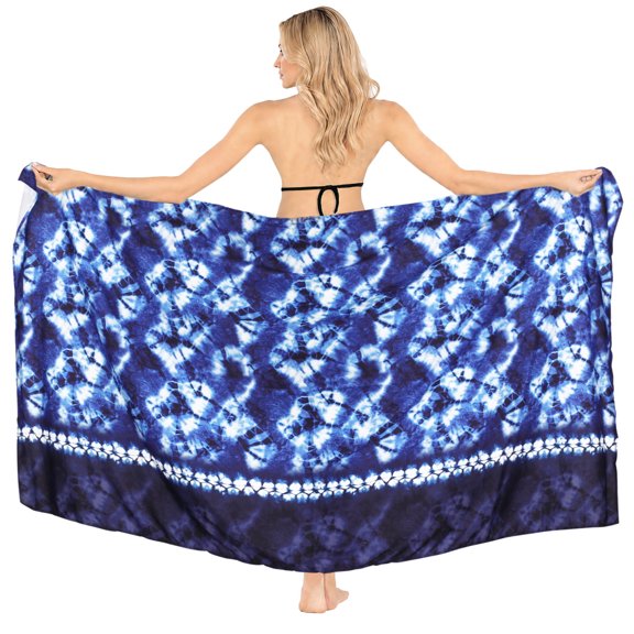 LA LEELA Women's Sarong Bikini Skirt Cover up Swimwear Bathing suit Summer Wraps Swimsuit Beach Wrap Coverups for Women One Size Royal, Tie Dye
