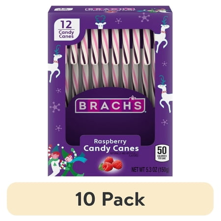 (10 pack) Brach's Raspberry Holiday Candy Canes, 12 Count Box, 5.3 oz