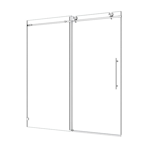6076 Brushed Gold frameless one fixed and one shifted Shower Door,70MM 304 stainless steel large pulleys with adjustable soft closing function,with nano easy cleaning,stick explosion-proof menbrance