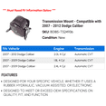 thumbnail image 2 of Transmission Mount - Compatible with 2007 - 2012 Dodge Caliber 2008 2009 2010 2011, 2 of 2