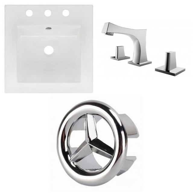 American Imaginations 59-in. W 3H4-in. Ceramic Top Set In White Color - Overflow Drain Incl. AI-24237