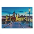 thumbnail image 2 of Urban Cutting Board, Colorful Sunset Evening View of Old Main Bridge in Historical Land Bavaria Germany, Decorative Tempered Glass Cutting and Serving Board, Large Size, Multicolor, by Ambesonne, 2 of 5