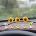 thumbnail image 3 of Sunflower Car Dashboard Ornament Cute Bobblehead Sunflower Decor for Car Interior Home or Office Desk Gift, 3 of 7