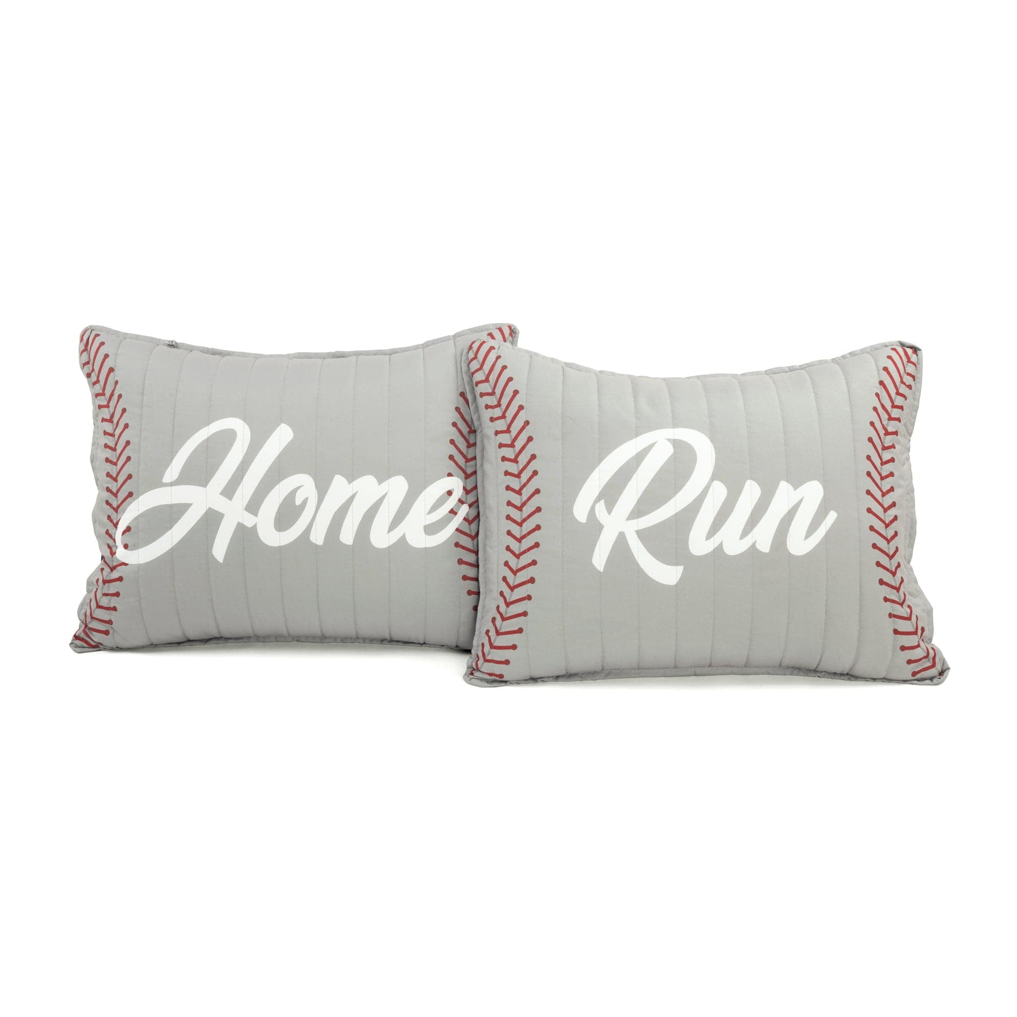 Lush Decor Baseball Game Reversible Oversized Kids Quilt Navy/Gray 5Pc Set Full/Queen