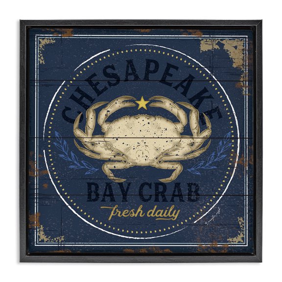 Stupell Industries Eclectic Fresh Crab Chesapeake Bay Black Floating Frame Canvas Art, 18 x 18, by Jennifer Pugh