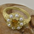 thumbnail image 6 of LBG British Made 10k Yellow Gold Natural Citrine & Cultured Pearl Womens Statement Ring - 33 size options - Size 10, 6 of 8