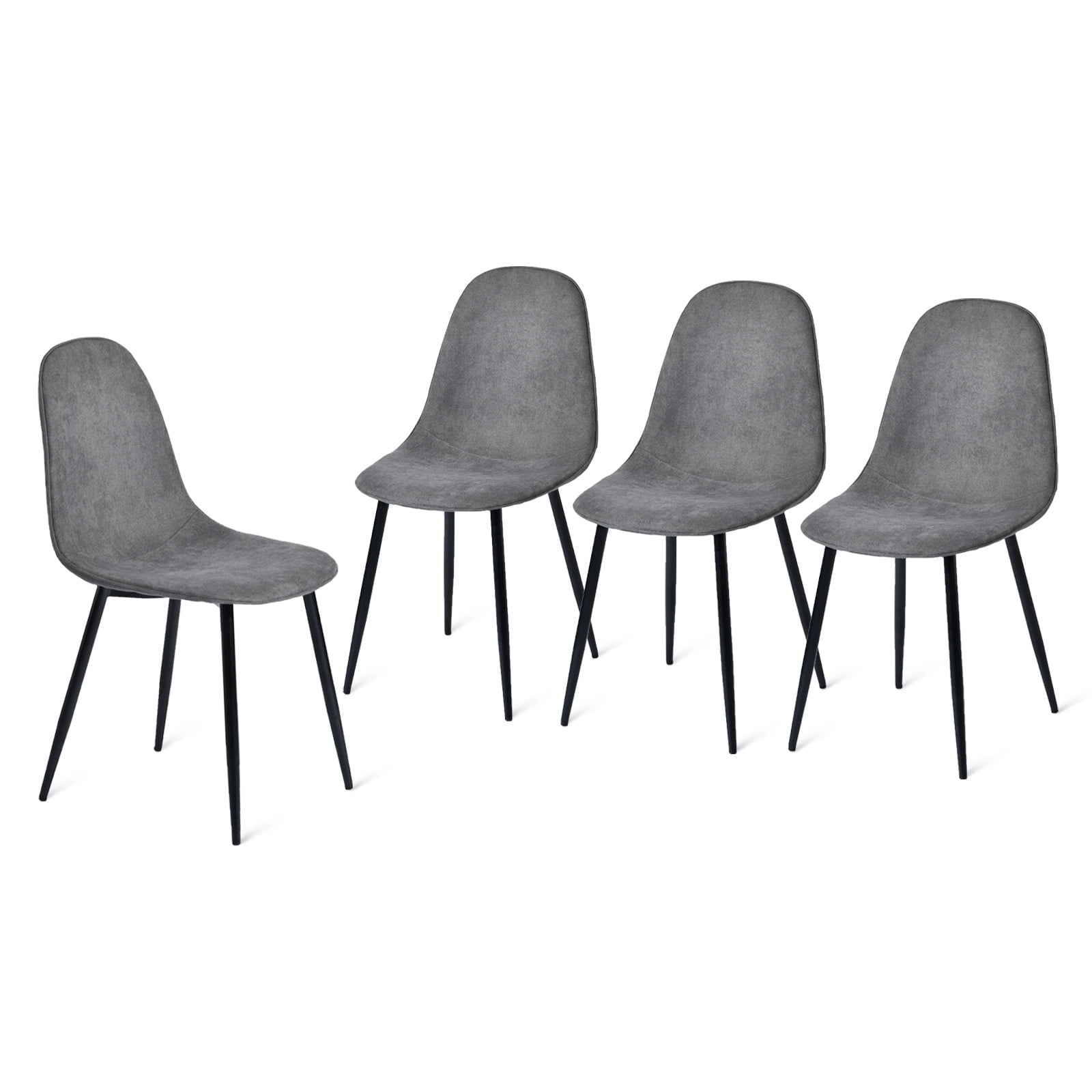 Homy Casa Dining Chair Set of 4, Upholstered Linen-Look Modern Kitchen Seating Chairs, Charcoal Gray