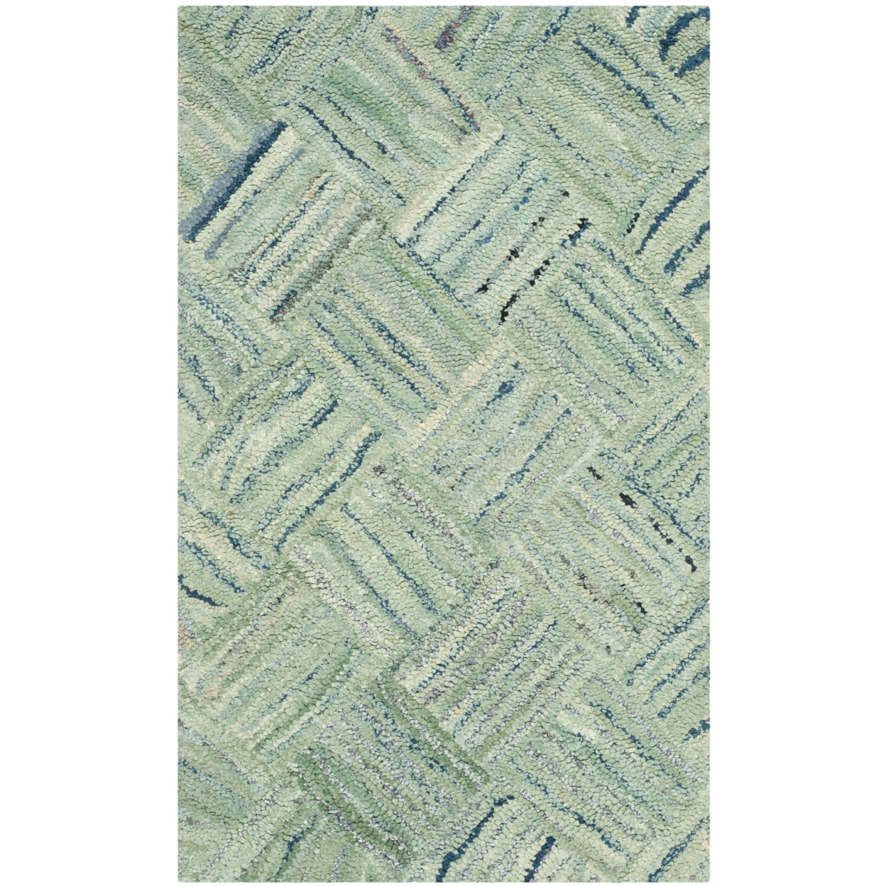 SAFAVIEH Nantucket Chadwick Geometric Cotton Area Rug, Green/Multi, 10' x 14'
