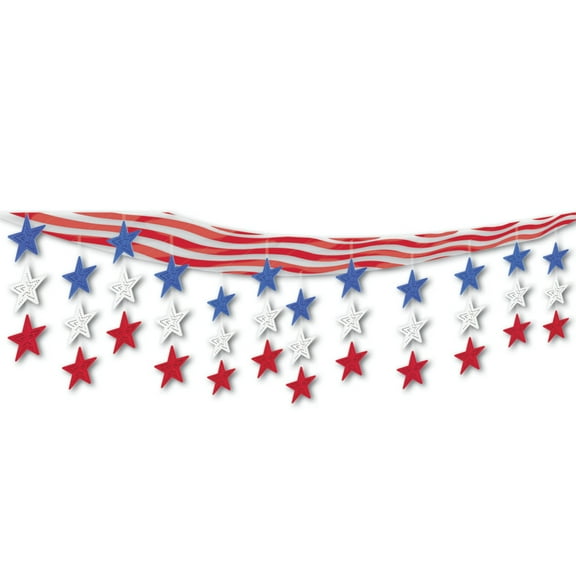 Party Central Pack of 6 Patriotic White and Blue 4th of July Hanging Ceiling Party Decors 12'