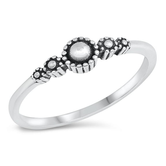 Dainty Bali Flower Ring 5 Flower .925 Sterling Silver Band Jewelry Female Male Unisex Size 5