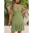 thumbnail image 4 of Women's 2025 New Summer Sleeveless Sexy Wrap V Neck Floral Sundress Mini Dress, 4 of 12