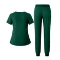 thumbnail image 3 of Fgvctg Dark Green Scrubs Sets for Women Plus Size Scrub Sets Stretchy V Neck Scrub Tops and Pants Medical Scrubs Nursing Uniforms with Pockets Dark Green 2XL, 3 of 3