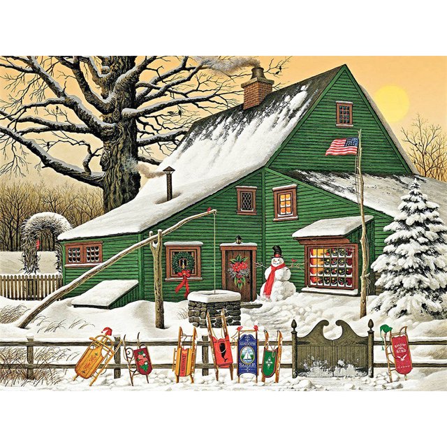 Wdftyju Pintura de diamante 5D, taladro redondo completo, dibujo de diamantes de imitación de casa verde nieve DIY Wdftyju 6zv1ct4du6zq4jq7