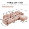 thumbnail image 2 of 107" L-Shaped Oversized Chenille Modular Sectional Sofa with 1 Ottoman, High-Density Foam Cushions, Tufted Pleated Cushion Backrest, Modern 3-Seater Couch with 2 Pillow, for Living Room, Pink, 2 of 7
