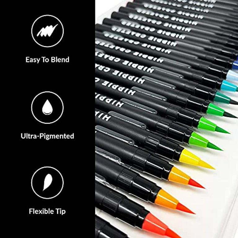 Net Focus Media Watercolor Brush Pens – Includes 24 Colorful Watercolor  Markers (Flexible Nylon Brush Tips) With 1 Refillable Water Blending Brush, Watercolor Paint Pens Art Supplies For Teens, Kids And Adults