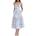 thumbnail image 1 of Gupgi Robe Florale pour Femmes, Robe Midi à Bretelles Spaghetti, Robe d'Été avec Poches, 1 of 9