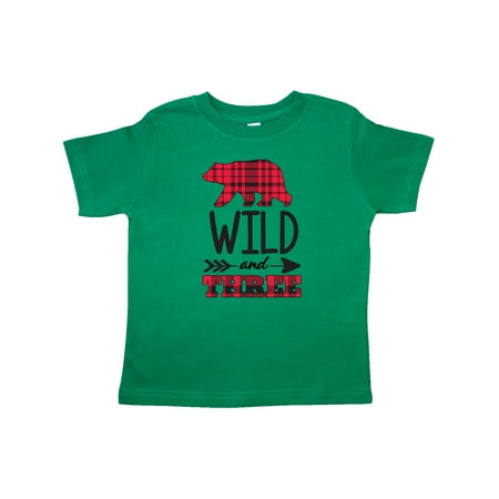 

Inktastic Plaid Bear Wild and 3 with Arrow Gift Toddler Boy or Toddler Girl T-Shirt