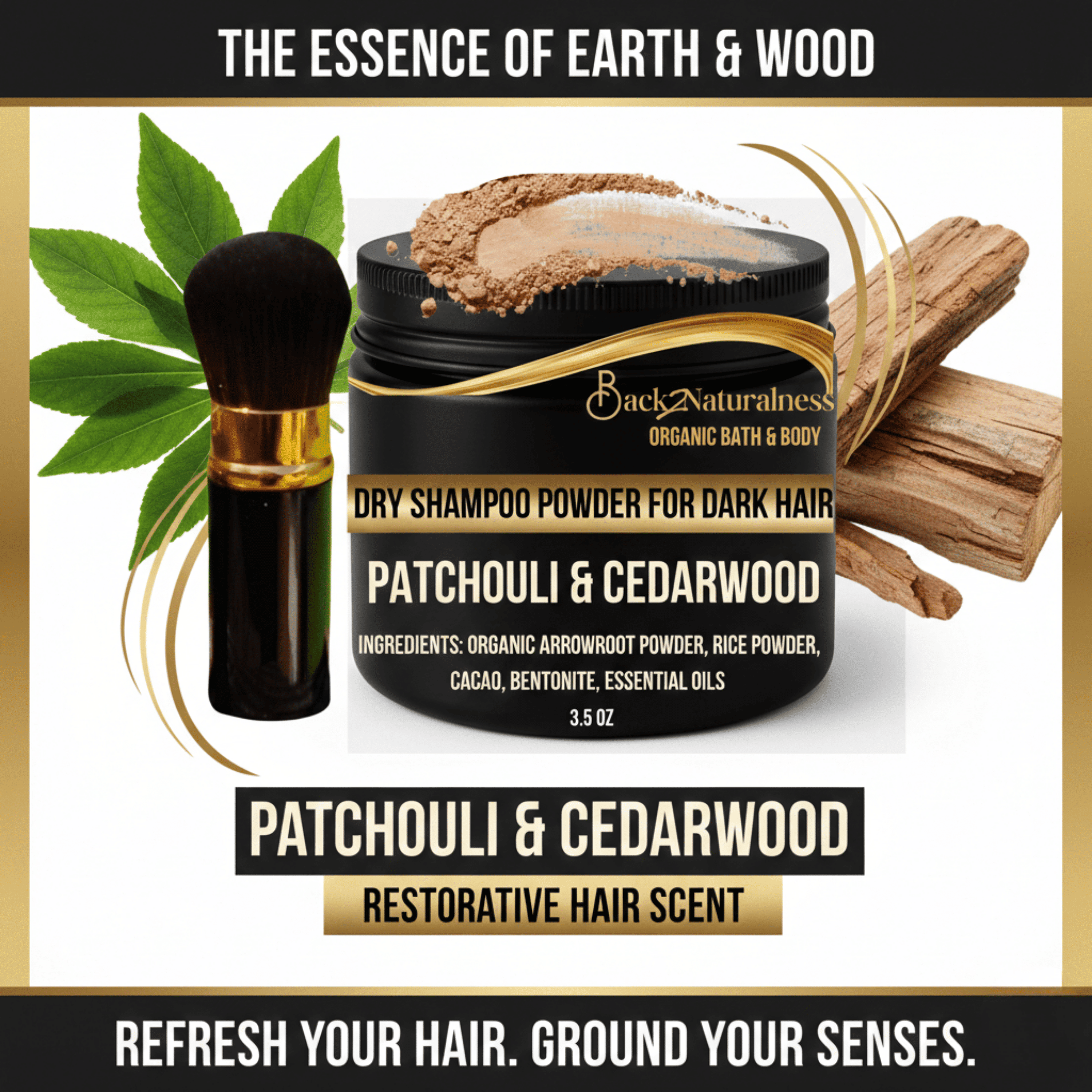 Back2Naturalness Dry Shampoo Powder, Natural Scalp Care, Patchouli and Cedarwood, 3.5 oz, 2 Pack