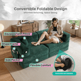 thumbnail image 3 of 78" Green Corduroy Sectional Sofa Bed – Foldable, Compressed, Convertible Sofa with Pillow Back Support, Armrests, Memory Foam Comfort for Living Room, Office, or Dorm, 3 of 9