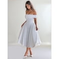 thumbnail image 6 of Women'S Off the Shoulder Cocktail Maxi Dress Sleeveless Casual A Line Elegant Flowy Formal Dresses White XXL, 6 of 7