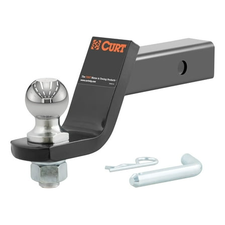 CURT 45056 Trailer Hitch Mount with 2-Inch Ball & Pin, Fits 2-In Receiver, 7,500 lbs, 4-Inch Drop