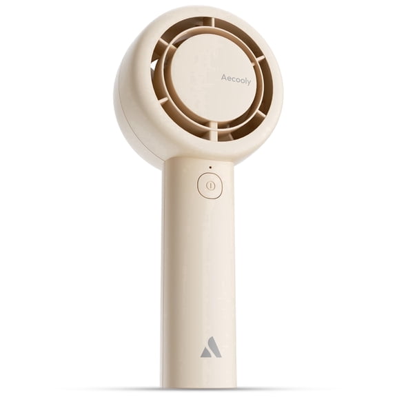 Aecooly Portable Handheld Turbo Fan [24H Max Cooling Time], 5 Speeds USB Rechargeable Mini Personal Battery Operated Small Pocket Cooling Fan GIfts for Women, Travel, Home, Office, Beach, Lash -Beige