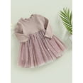 thumbnail image 3 of Bagilaanoe Toddler Baby Girl Party Dress Stars Moon Pattern Long Sleeve A-line Princess Dresses 9M 12M 24M 3T 4T Kid Patchwork Tulle Skirt, 3 of 8