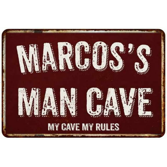 MARCOS'S Man Cave Red Grunge Sign Metal 8x12 Decor 108120003319