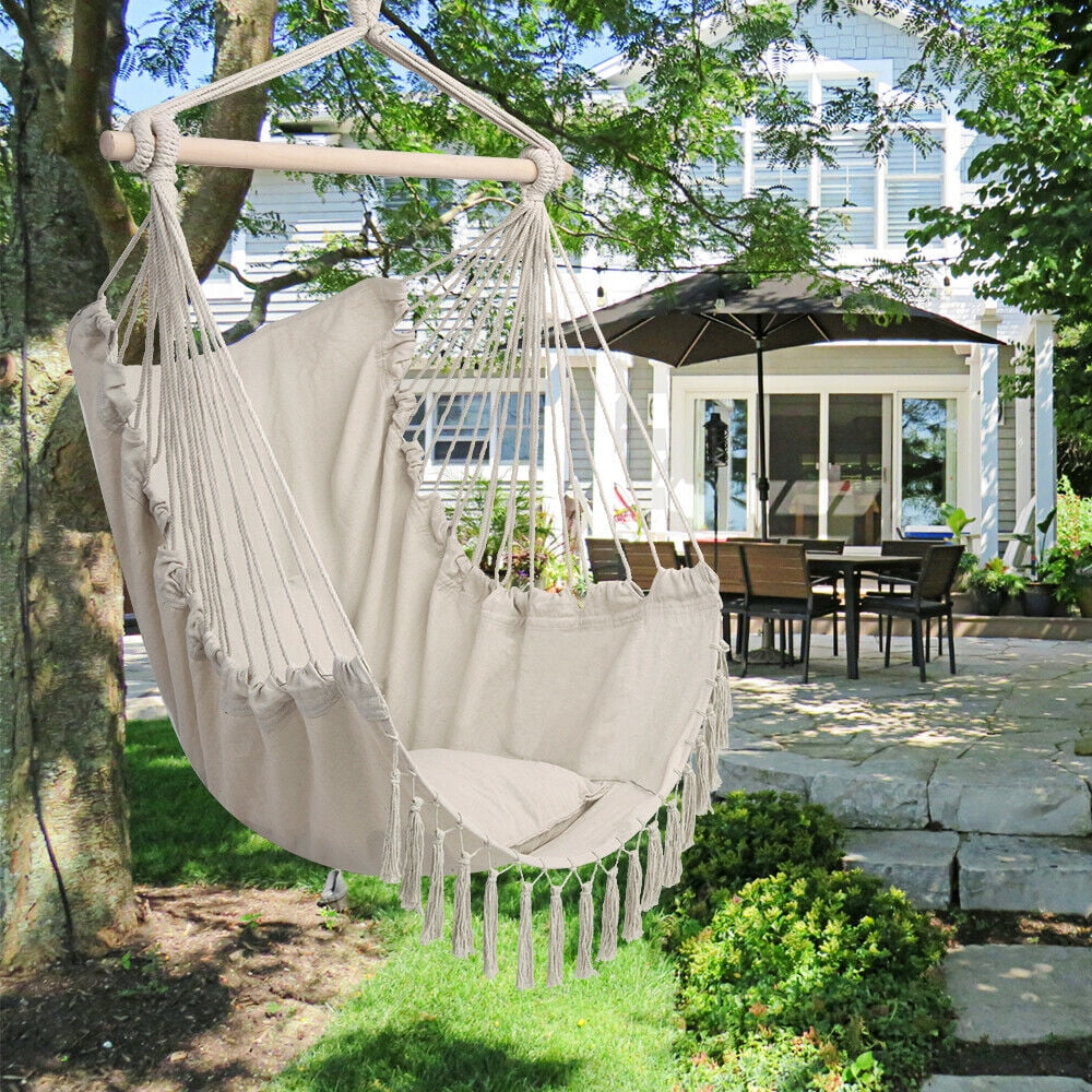 New Deluxe Hammock Hanging Patio Tree Sky Swing Chair Outdoor Porch Lounge 