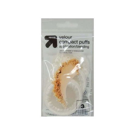 Kole Imports HR491-192 Up & Up Velour Compact Cosmetic Puffs, 3 Per Pack - Case of 192
