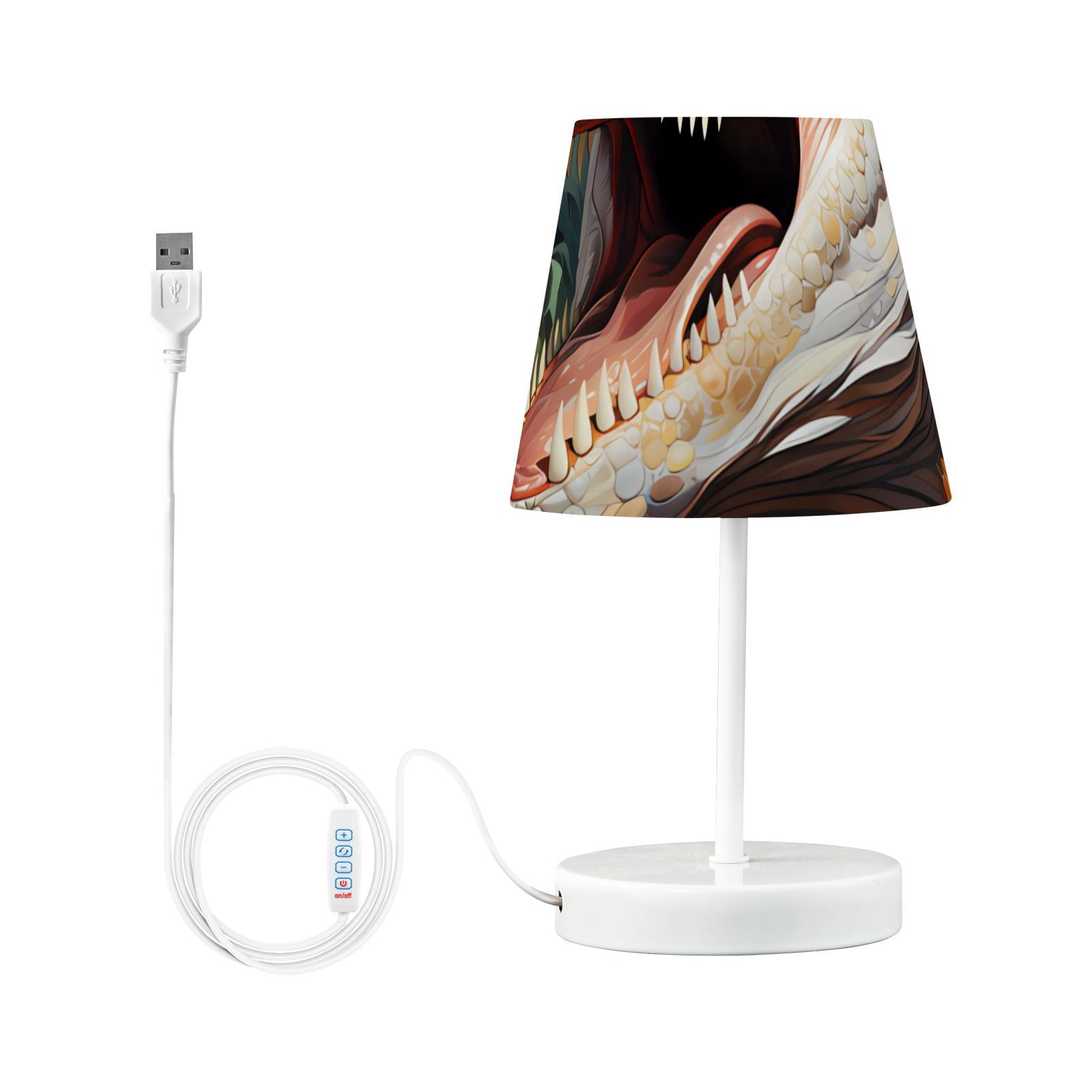 Dinosaur Flowers Leaves LED Desk Lamp Table Lamp USB Bedside Nightstand Small Lamp for Bedroom Living Room Kids Room