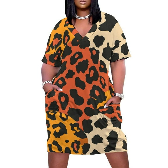 Leopard Print Women's Summer Short Sleeve Casual Dresses Party Dress