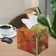 thumbnail image 5 of POLERO PU Leather Waterproof Tissue Box Holder, Square Napkin Facial Tissues Boxes Dispenser, Cute Kitty Leaves Print Home Office Car Tissue Holder Decorative Container, 5 of 7