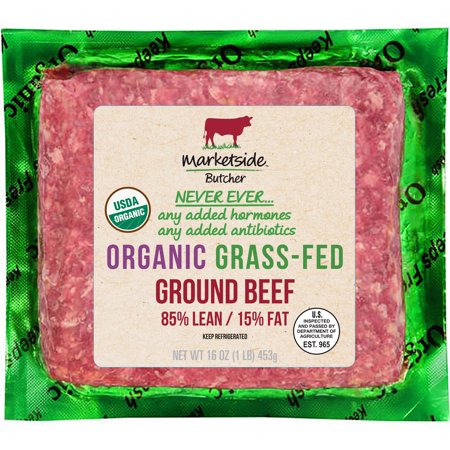 Walmart Grocery Marketside Butcher Organic Grass Fed 85 Lean 15 Fat Ground Beef 1 Lb