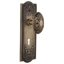 Nostalgic Warehouse Meavic_Psg_238_Kh Victorian Solid Brass Passage Door Knob Set - Brass