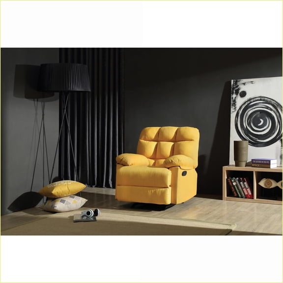 Recliners, Modern Lemon Yellow Padded Arm Recliner | Fabric | Single Seat