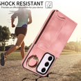 thumbnail image 4 of SaniMore for Samsung Galaxy S23 (6.4" 2023) Case, PU Leather Skin Shockproof Bumper Flip Purse RFID Blocking Metal Ring Stand Shell, Card Holder Cash Pocket Anti-drop Cover, Rosegold, 4 of 17