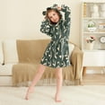 thumbnail image 3 of FORMRS Niños Bathrobe Unisex Hooded Robe Soft Plush Pajamas Sleepwear, Size 2-3T, Green Leaves, 3 of 7