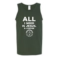thumbnail image 2 of Wild Bobby, All I Need is Jesus & Coffee Inspirational/Christian Men Graphic Tank Top, Forest Green, X-Large, 2 of 6