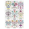 thumbnail image 1 of 9 hojas de tatuajes de calavera de azúcar con cara del Día de los Muertos, incluidas 9 hojas grandes de tatuajes faciales temporales de Halloween, tatuajes de cara de calavera de azúcar de H, 1 of 5