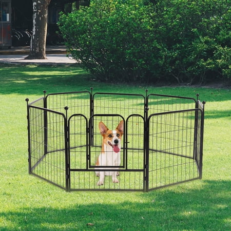 TOOL1SHOoo Detachable Dog Playpen, 8 Panels Indoor Outdoor Pet Fence with Door Lock