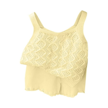 

Girl Clothes Summer Knitted Halter Top Shorts Suit Thin Style Sleeveless Vest Two Piece Set Casual Daily Going Out Cute Clothes