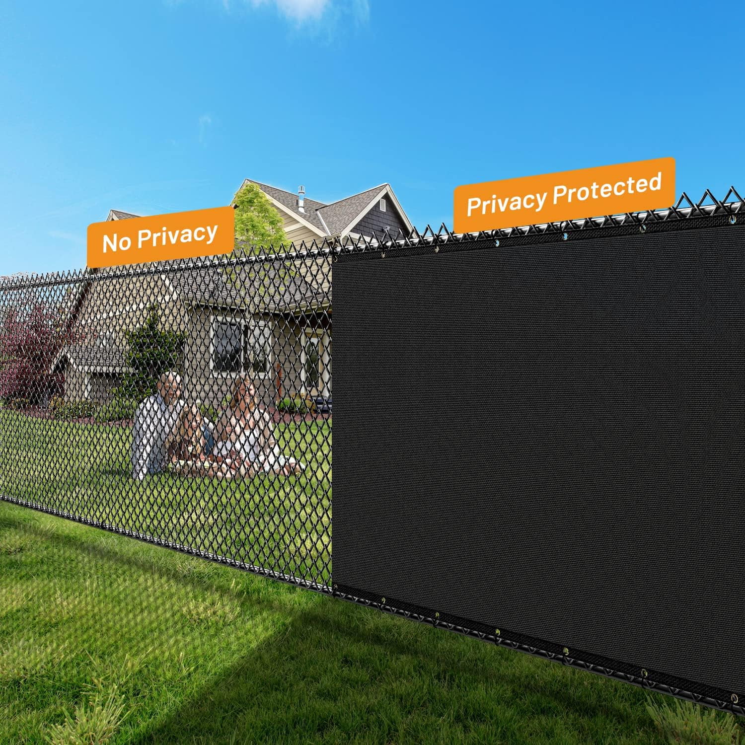 4X50ft Privacy Fence Screen, 90% Privacy Shade Cover, Garden Fence Mesh with Straps & Brass Grommets-Black
