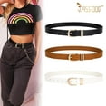 thumbnail image 3 of JASGOOD Women Leather Belts for Jeans Ladies Dresses Waist Belt with Gold Buckle 3 Pack, 3 of 10