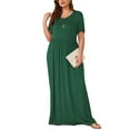 thumbnail image 3 of Asklazy Women's Short Sleeve Loose Plain Maxi Dresses Casual Long Dresses with Pockets,St Patrick Day,Dark green,3XL, 3 of 11