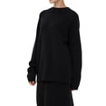 thumbnail image 1 of Suéteres de Gran Tamaño para Mujer, Conjuntos de Otoño 2025, Cuello Redondo, Mangas Largas, Jerseys de Punto A . Negro L, 1 of 10